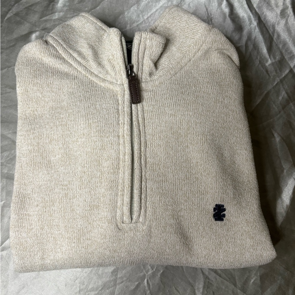 Izod Men's Light Beige Zip-Up Sweater